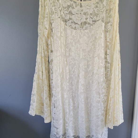 Abercrombie & Fitch Lace Boho Mini Dress Sz L - Picture 3 of 7